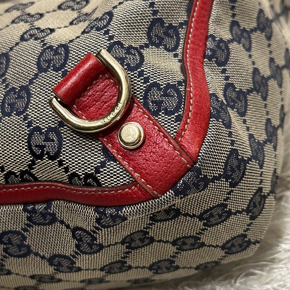 Vintage Gucci Large Abbey D Ring Tote - Red/Navy Blue - Picture 8 of 16